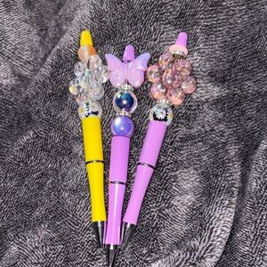Set of Beaded Pens with Charms